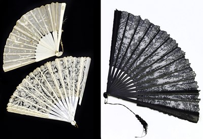 Lot 2247 - Three vintage fans contained within two fan...