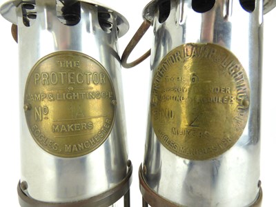 Lot 136 - Two original Eccles Protector miners' lamps