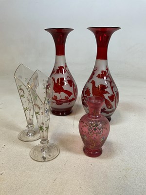 Lot 233 - A pair of Bohemian hand blown and engraved...