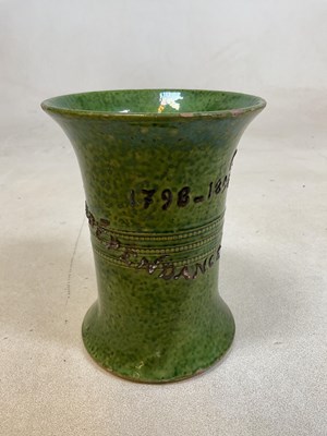 Lot 189 - A green mottled vase, inscribed 'Montreux...