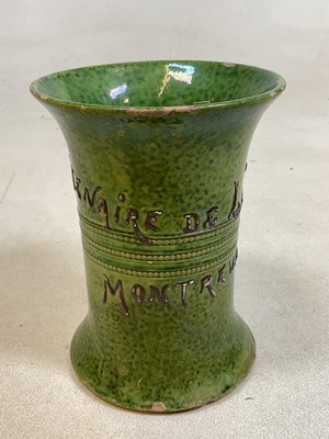 Lot 181 - A green mottled vase, inscribed 'Montreux...