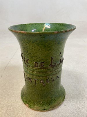 Lot 181 - A green mottled vase, inscribed 'Montreux...