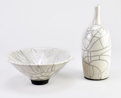 Lot 287 - CHRIS HAWKINS (born 1957); a raku bottle with...