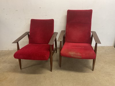 Lot 531 - A pair of teak framed 1960s easy chairs.