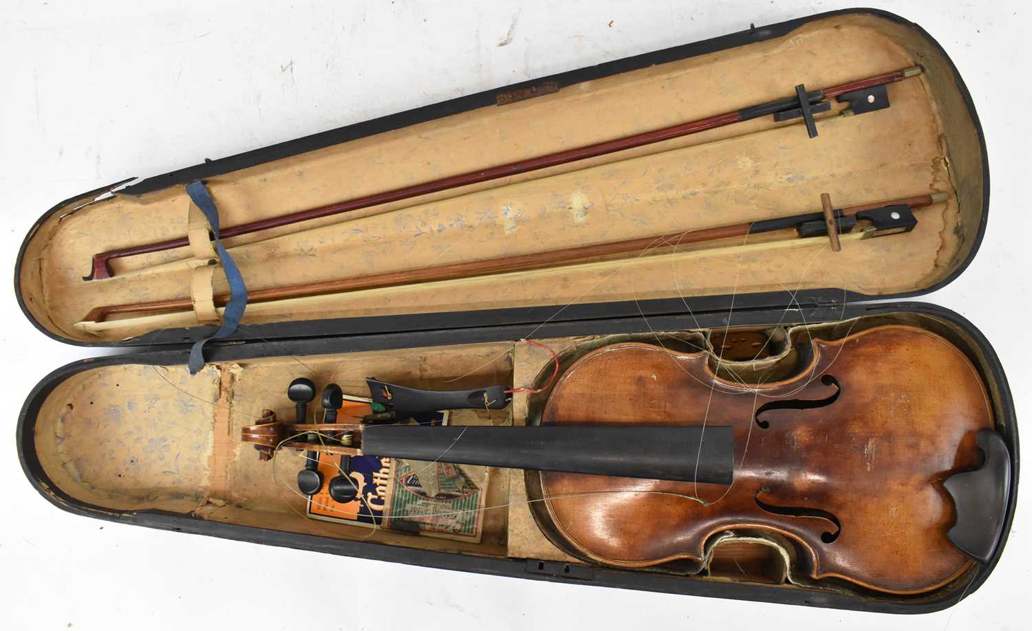 Lot 323 - A full size German violin with one-piece back,...