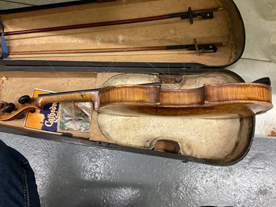 Lot 323 - A full size German violin with one-piece back,...