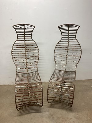 Lot 505 - A rare pair of wrought metal cobra garden...