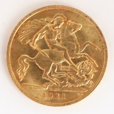 Lot 616 - A George V half sovereign 1911, George and...