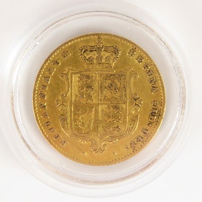 Lot 619 - A Victorian half sovereign 1852, young head,...