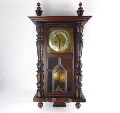 Lot 76 - An early 20th century mahogany regulator wall clock