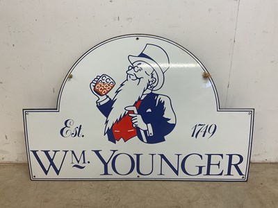 Lot 32 - A vintage enamelled Wm Younger sign, width 90cm.