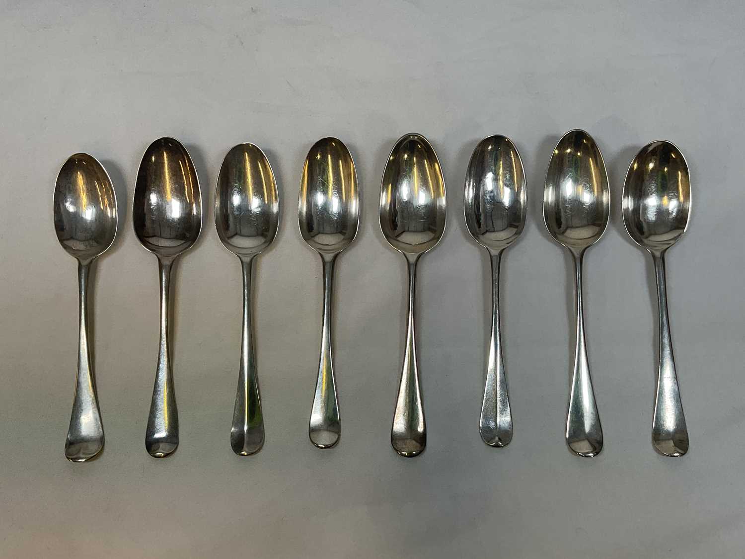 Lot 446 - Eight Hallmarked silver table spoons. Weight...