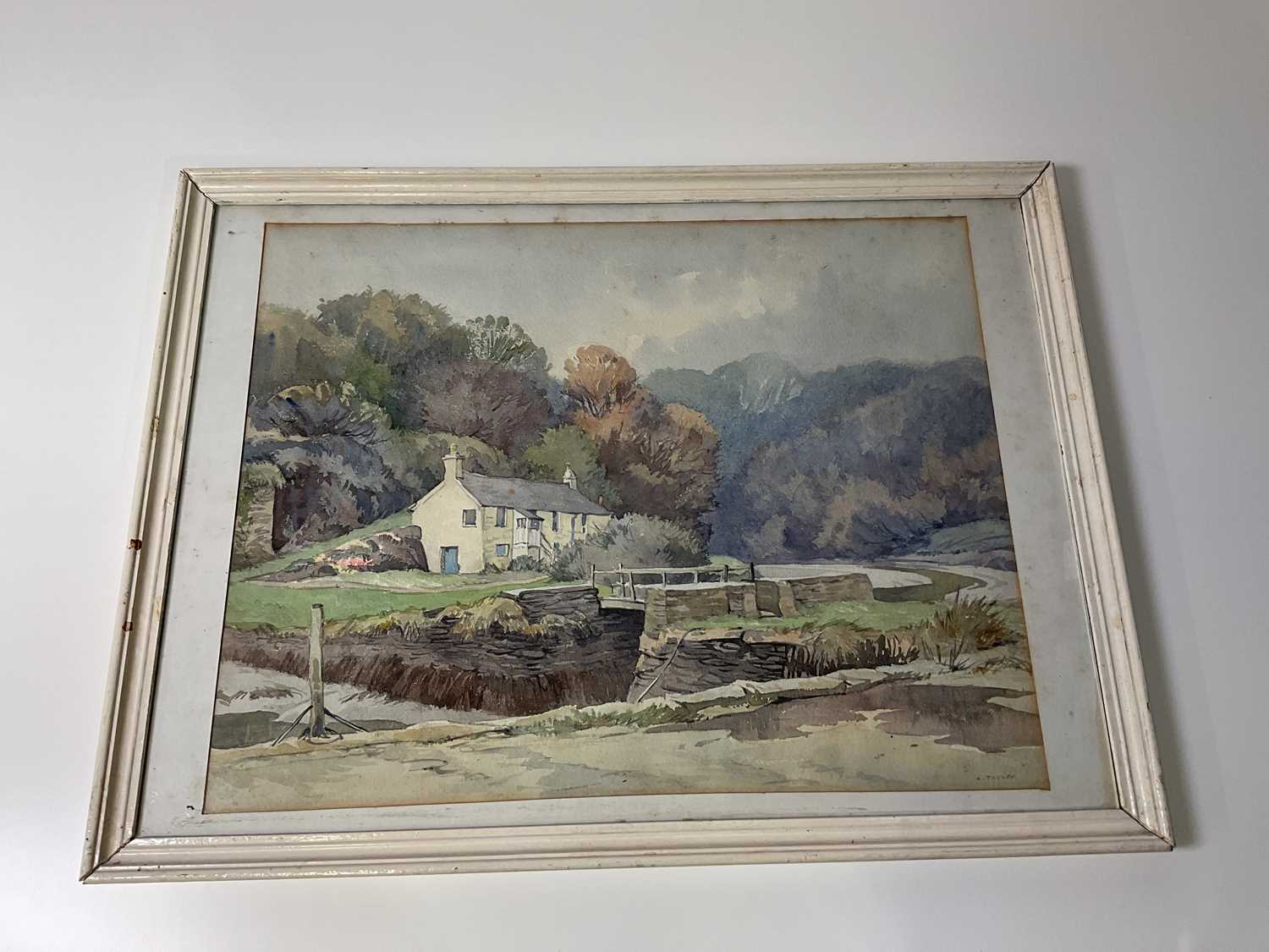 Lot 358 - A TAYLOR; watercolour, country scenic view,...