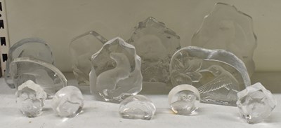 Lot 507 - JONASSON; a group of eight etched glass...