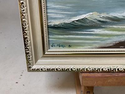 Lot 346 - JILL MICKLE; oil on board, coastal landscape,...