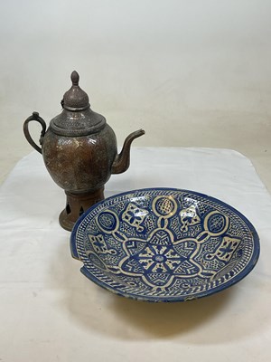 Lot 31 - A Middle Eastern coffee dallah coffee pot and...