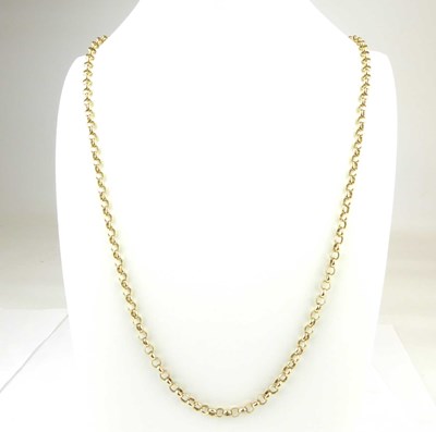 Lot 868 - A 9ct gold belcher link chain with lobster...