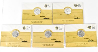 Lot 685 - THE ROYAL MINT; five 'Outbreak 2014 UK £20...