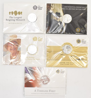 Lot 681 - THE ROYAL MINT; five commemorative 'UK £20...