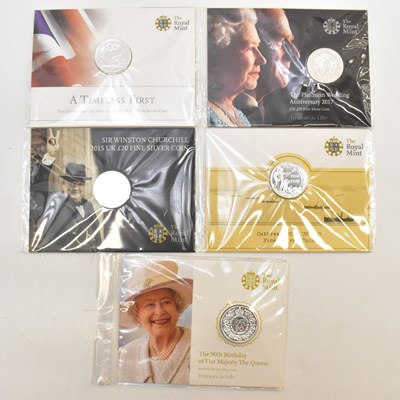 Lot 682 - THE ROYAL MINT; five commemorative 'UK £20...