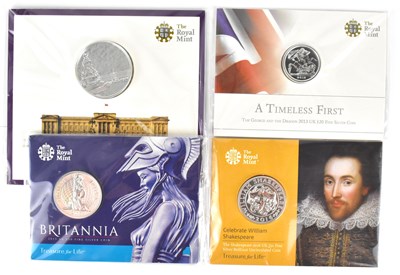 Lot 725 - THE ROYAL MINT; four 'UK Fine Silver Coin',...