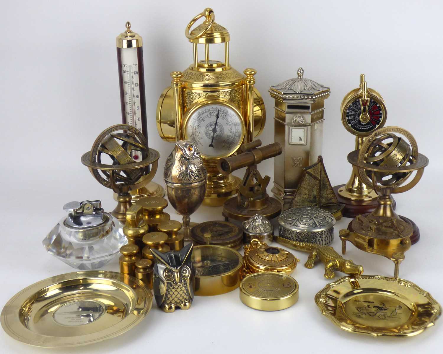 Lot 137 - Various miniature maritime related brass collectibles