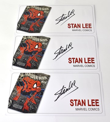 Lot 514 - STAN LEE; three signed first day covers (3).