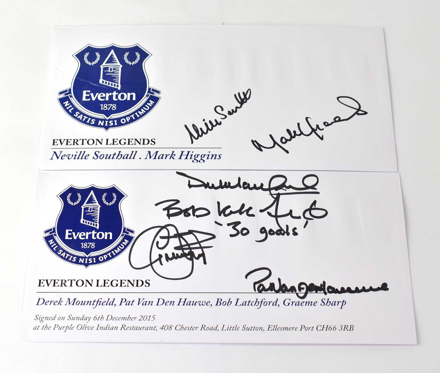 Lot 403 everton fc two pre printed envelopes signed