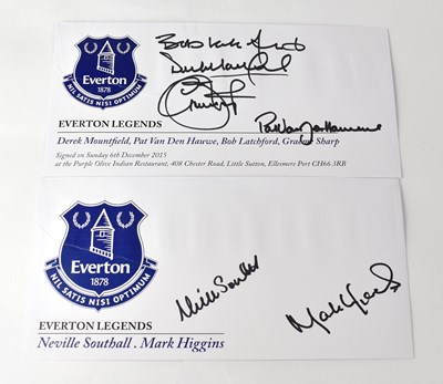 Lot 404 - EVERTON FC; two pre-printed envelopes signed...