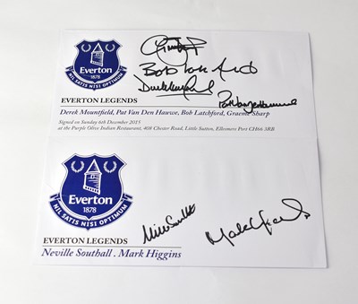 Lot 410 - EVERTON FC; two pre-printed envelopes signed...