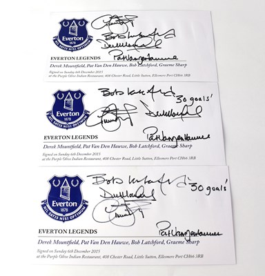 Lot 411 - EVERTON FC; three pre-printed envelopes signed...