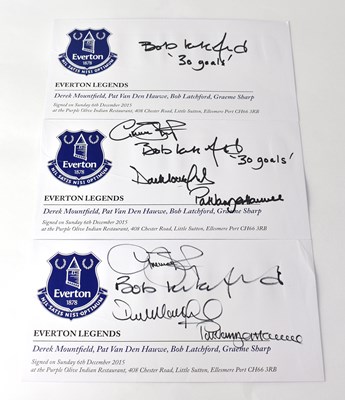 Lot 412 - EVERTON FC; three pre-printed envelopes signed...