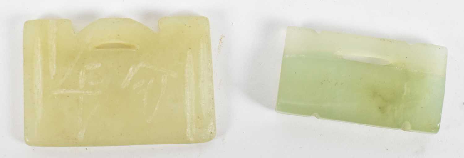 Lot 524 - Two Chinese jade rectangular tablets, the...