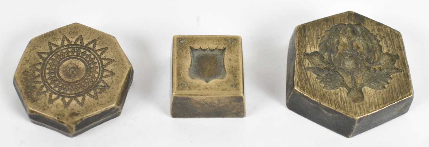 Lot 489 - Three Indian bronze seals, the largest...