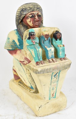 Lot 203 - A large carved and painted stone Egyptian...