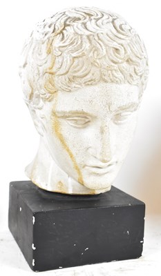 Lot 227 - A decorative plaster bust of a male, on stand,...