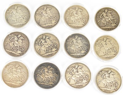 Lot 650 - Twelve consecutive dated Queen Victoria silver...