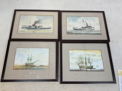 Lot 295 - Four framed and glazed watercolours, maritime...