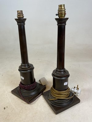 Lot 490 - A pair of 19th century bronze table lamps with...