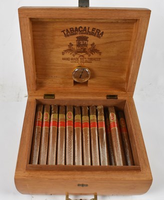 Lot 202 - ALUN JONES; a cigar humidor with collection of...