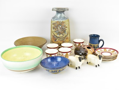 Lot 229 - Five items of studio pottery, including a tall...