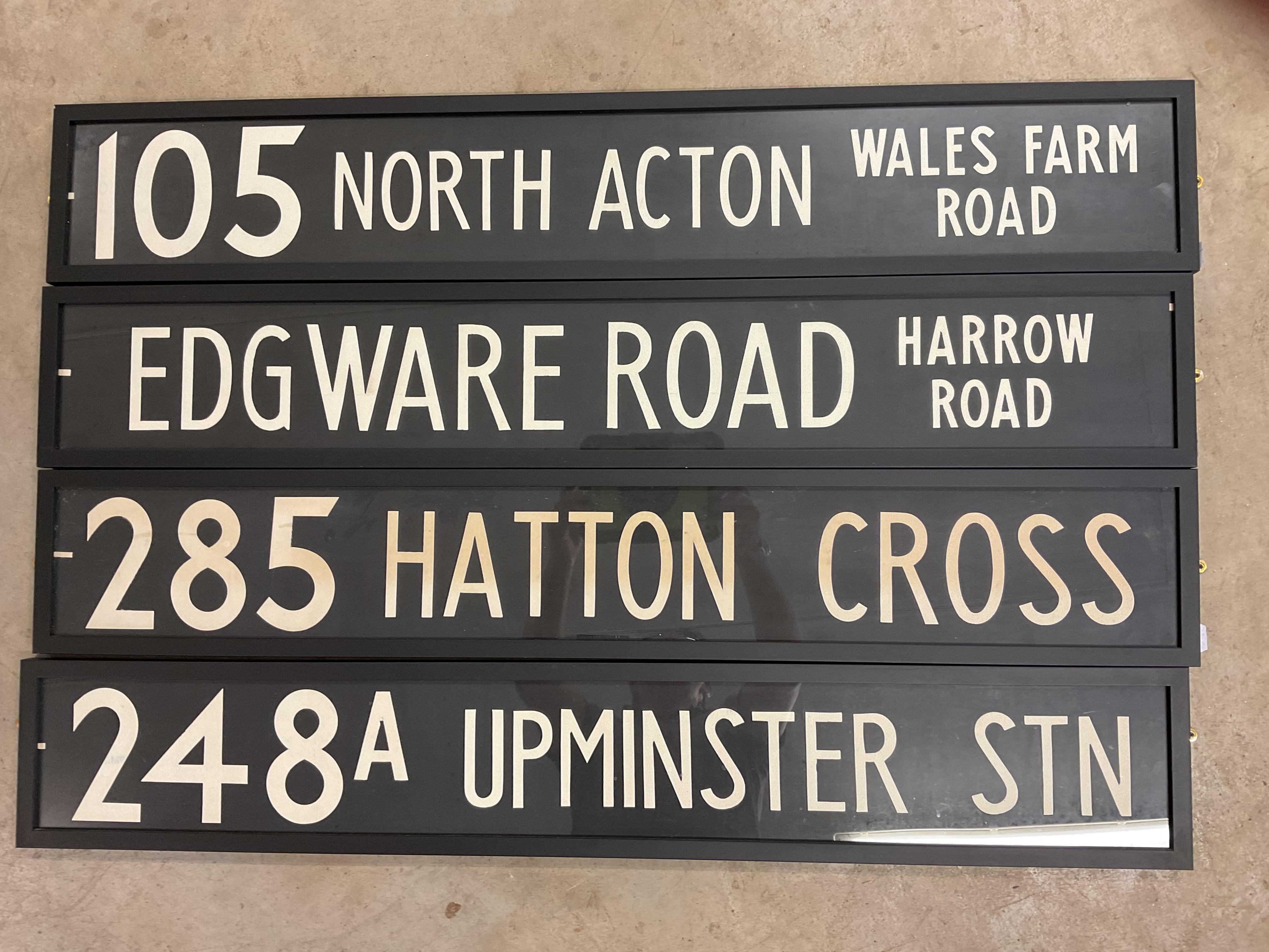 Lot 17 - Four original London bus blinds, '285 Hatton