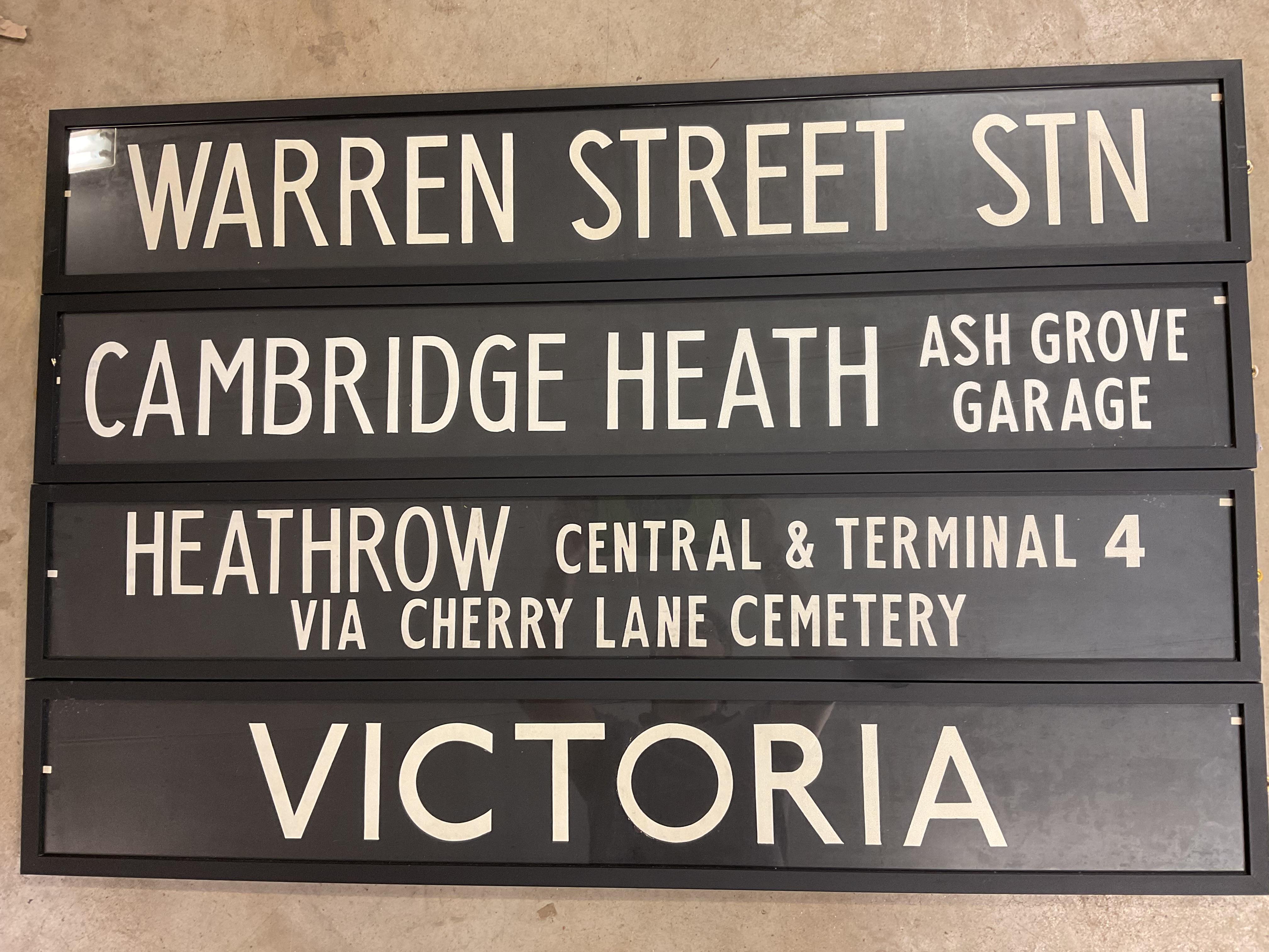 Lot 18 - Four original London bus blinds, for