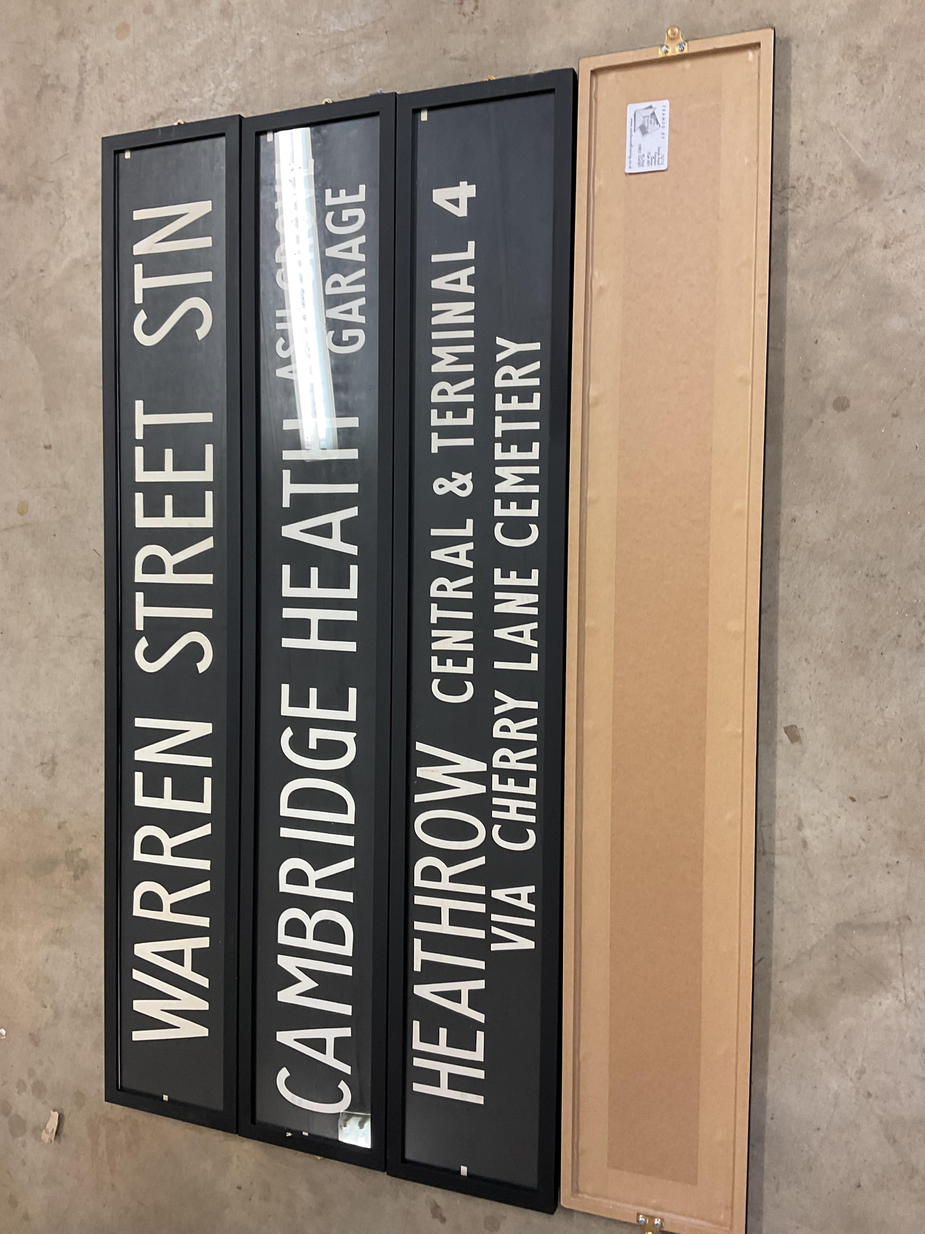 Lot 18 - Four original London bus blinds, for