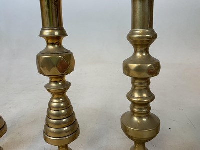 Lot 151 - Three large pairs of Victorian brass...