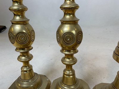 Lot 151 - Three large pairs of Victorian brass...