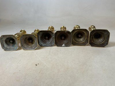 Lot 151 - Three large pairs of Victorian brass...