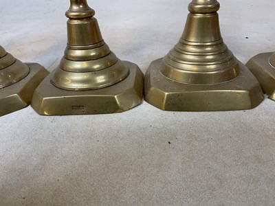 Lot 151 - Three large pairs of Victorian brass...