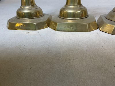 Lot 151 - Three large pairs of Victorian brass...