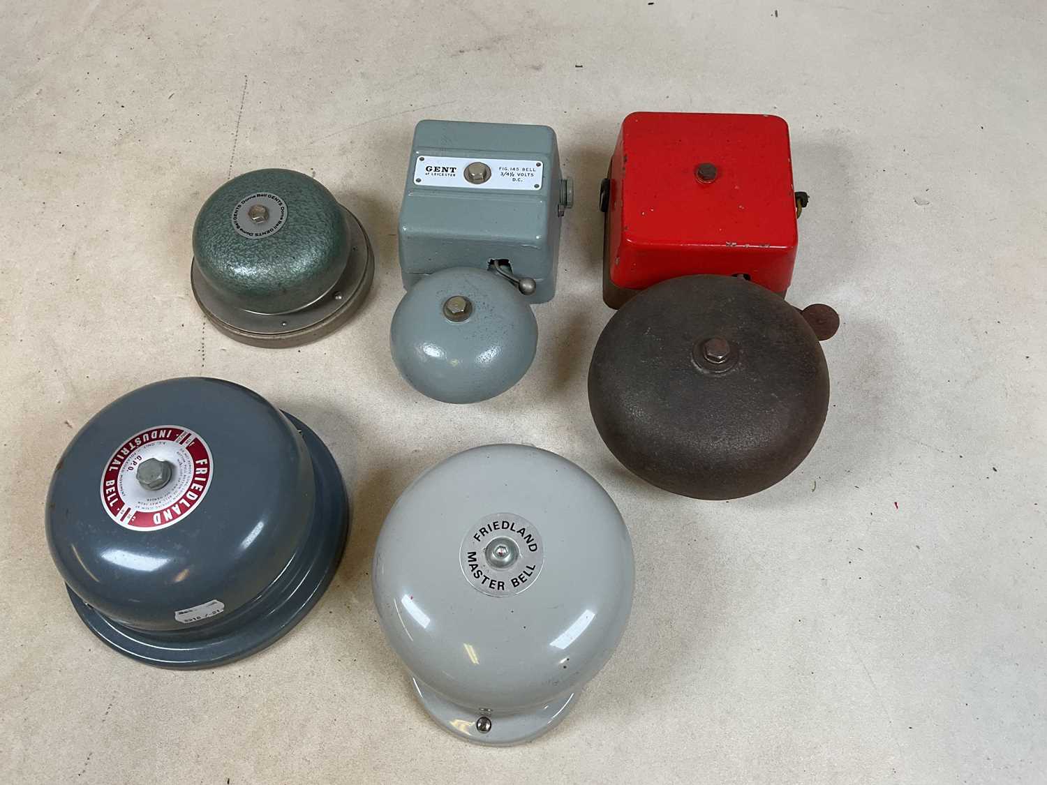 Lot 59 - Five vintage wall mounted fire bells,